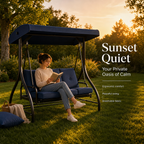 3‑Person Outdoor Patio Swing Chair with Adjustable Canopy, Heavy‑Duty Steel Frame & Soft Tufted Cushions for Backyard Garden Porch