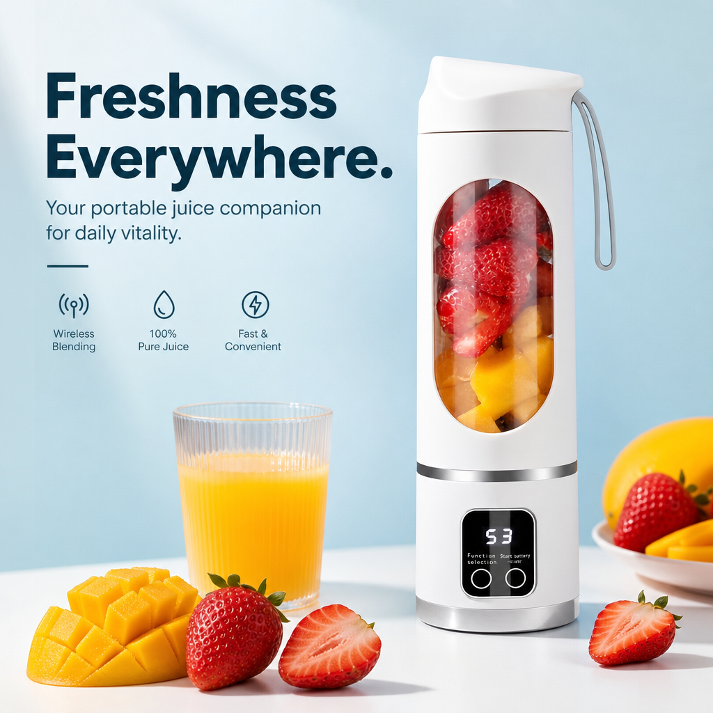 Portable USB Rechargeable Blender & Juicer, Easy‑to‑Clean Personal Blender for Fruit, Vegetable Drinks & Smoothies, 10.14‑16.91 Oz Capacity
