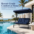 3‑Person Outdoor Patio Swing Chair with Adjustable Canopy, Heavy‑Duty Steel Frame & Soft Tufted Cushions for Backyard Garden Porch