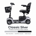 4‑Wheel Electric Mobility Scooter for Seniors | Comfort Padded Seat, Liftable Armrest, Front Basket, Safe Compact Mobility Aid for Elderly Adults