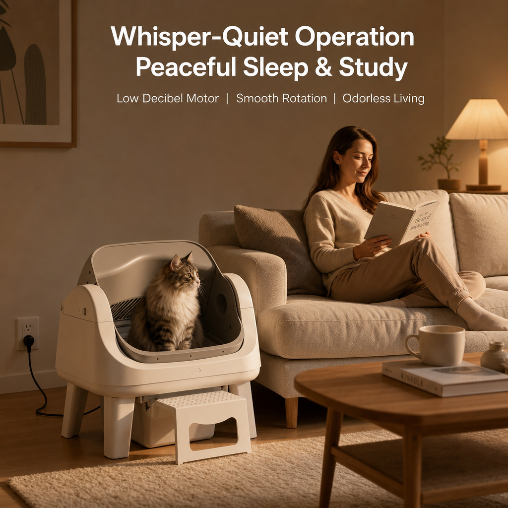 PETPIVOT Smart Automatic Cat Litter Box, Multi-Sensor Safety Protection, Large Space Self-Cleaning Litter Box for Cats