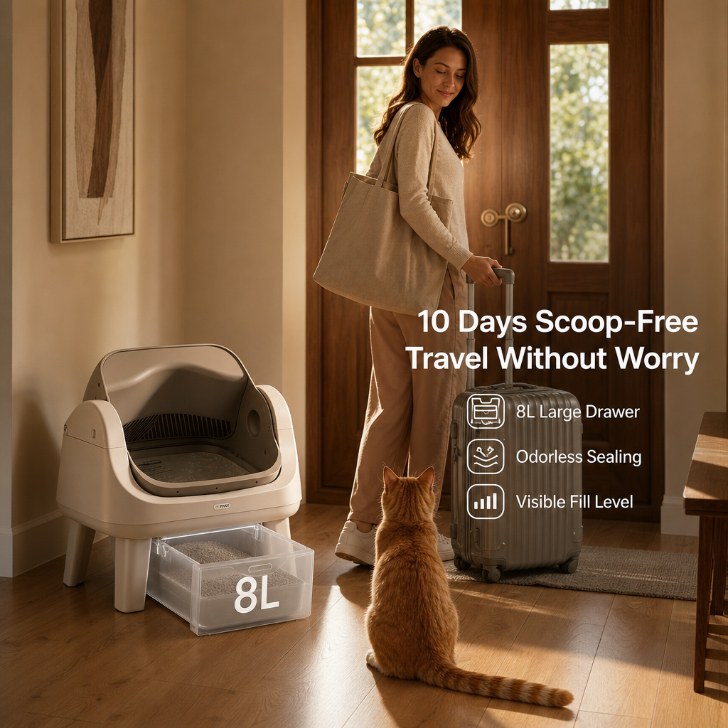 PETPIVOT Smart Automatic Cat Litter Box, Multi-Sensor Safety Protection, Large Space Self-Cleaning Litter Box for Cats