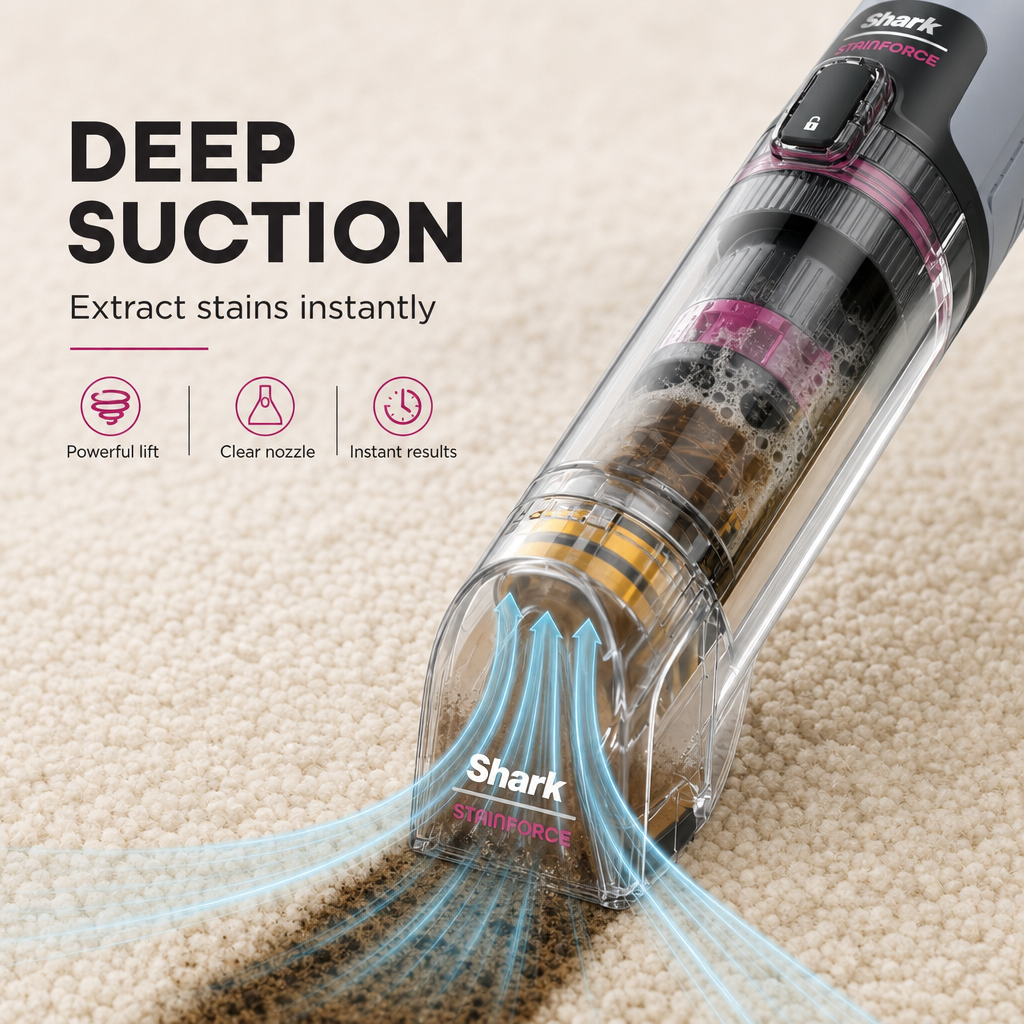 Shark StainForce Cordless Spot Cleaner, Portable Carpet & Upholstery Stain Remover, Pet Stain Odor Eliminator with All‑in‑One Dock, Self‑Cleaning System for Carpet, Car Seats & Fabric