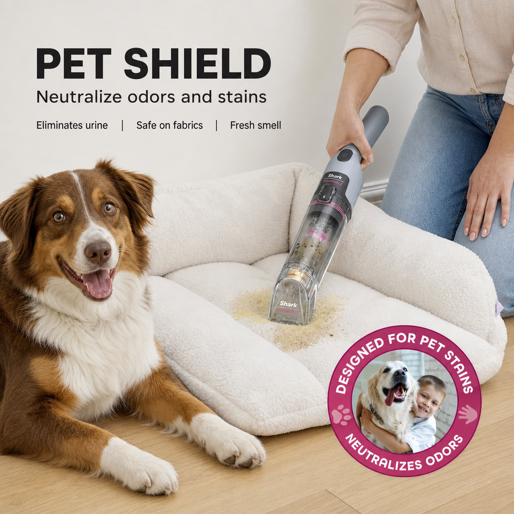 Shark StainForce Cordless Spot Cleaner, Portable Carpet & Upholstery Stain Remover, Pet Stain Odor Eliminator with All‑in‑One Dock, Self‑Cleaning System for Carpet, Car Seats & Fabric
