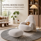 Modern Teddy Boucle Rocking Chair with Footrest Ottoman, Ergonomic Curved Back High‑Density Foam Comfy Glider Rocker Chair for Living Room Bedroom Nursery