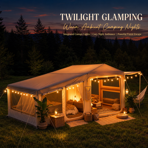 5‑Min Quick Setup Inflatable Air Tent, 7ft Standing Height Waterproof Glamping Tent, Large Family Group Camping Shelter PU3000mm Wind & UV Resistant