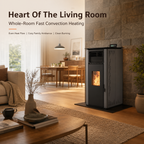 Pansee Smart Biomass Pellet Stove — Energy-Efficient Wood Pellet Heater with Digital Thermostat, App & Remote Control, CE-Certified, 2-Year Warranty