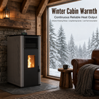Pansee Smart Biomass Pellet Stove — Energy-Efficient Wood Pellet Heater with Digital Thermostat, App & Remote Control, CE-Certified, 2-Year Warranty