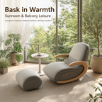 Bentwood Rocking Chair with Ottoman | Ergonomic Leatherette Rocker Lounge Chair for Living Room, Bedroom