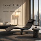 Modern Curved Chaise Lounge Chair | Ergonomic Leather Recliner with Neck Pillow & Stable Steel Base for Living Room