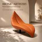 Leaf Shaped Sculpture Accent Chaise Lounge | Modern Luxury Leather Leisure Chair for Living Room, Study & Commercial Space