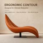Leaf Shaped Sculpture Accent Chaise Lounge | Modern Luxury Leather Leisure Chair for Living Room, Study & Commercial Space