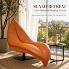 Leaf Shaped Sculpture Accent Chaise Lounge | Modern Luxury Leather Leisure Chair for Living Room, Study & Commercial Space