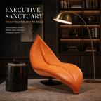 Leaf Shaped Sculpture Accent Chaise Lounge | Modern Luxury Leather Leisure Chair for Living Room, Study & Commercial Space