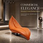 Leaf Shaped Sculpture Accent Chaise Lounge | Modern Luxury Leather Leisure Chair for Living Room, Study & Commercial Space
