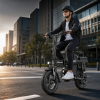 Folding Electric Bike, 14" Portable E-Bike with Dual Suspension & Removable Battery for Urban Commuting