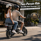 Folding Electric Bike, 14" Portable E-Bike with Dual Suspension & Removable Battery for Urban Commuting
