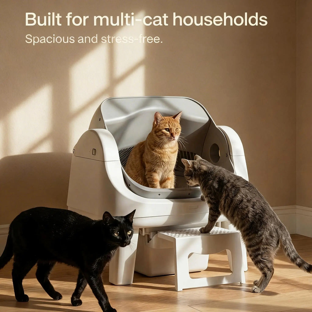 PETPIVOT Smart Automatic Cat Litter Box, Multi-Sensor Safety Protection, Large Space Self-Cleaning Litter Box for Cats