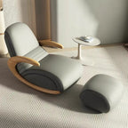 Bentwood Rocking Chair with Ottoman | Ergonomic Leatherette Rocker Lounge Chair for Living Room, Bedroom