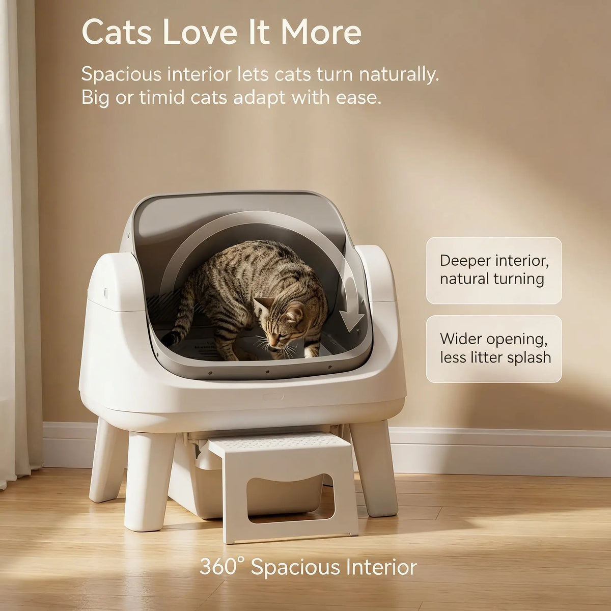 PETPIVOT Smart Automatic Cat Litter Box, Multi-Sensor Safety Protection, Large Space Self-Cleaning Litter Box for Cats