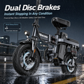 Folding Electric Bike, 14" Portable E-Bike with Dual Suspension & Removable Battery for Urban Commuting