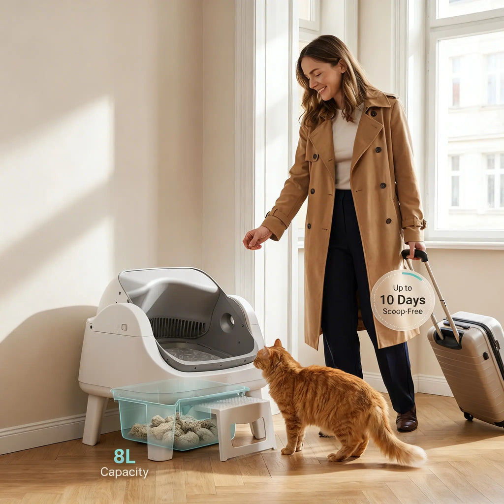 PETPIVOT Smart Automatic Cat Litter Box, Multi-Sensor Safety Protection, Large Space Self-Cleaning Litter Box for Cats