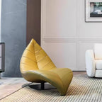 Leaf Shaped Sculpture Accent Chaise Lounge | Modern Luxury Leather Leisure Chair for Living Room, Study & Commercial Space