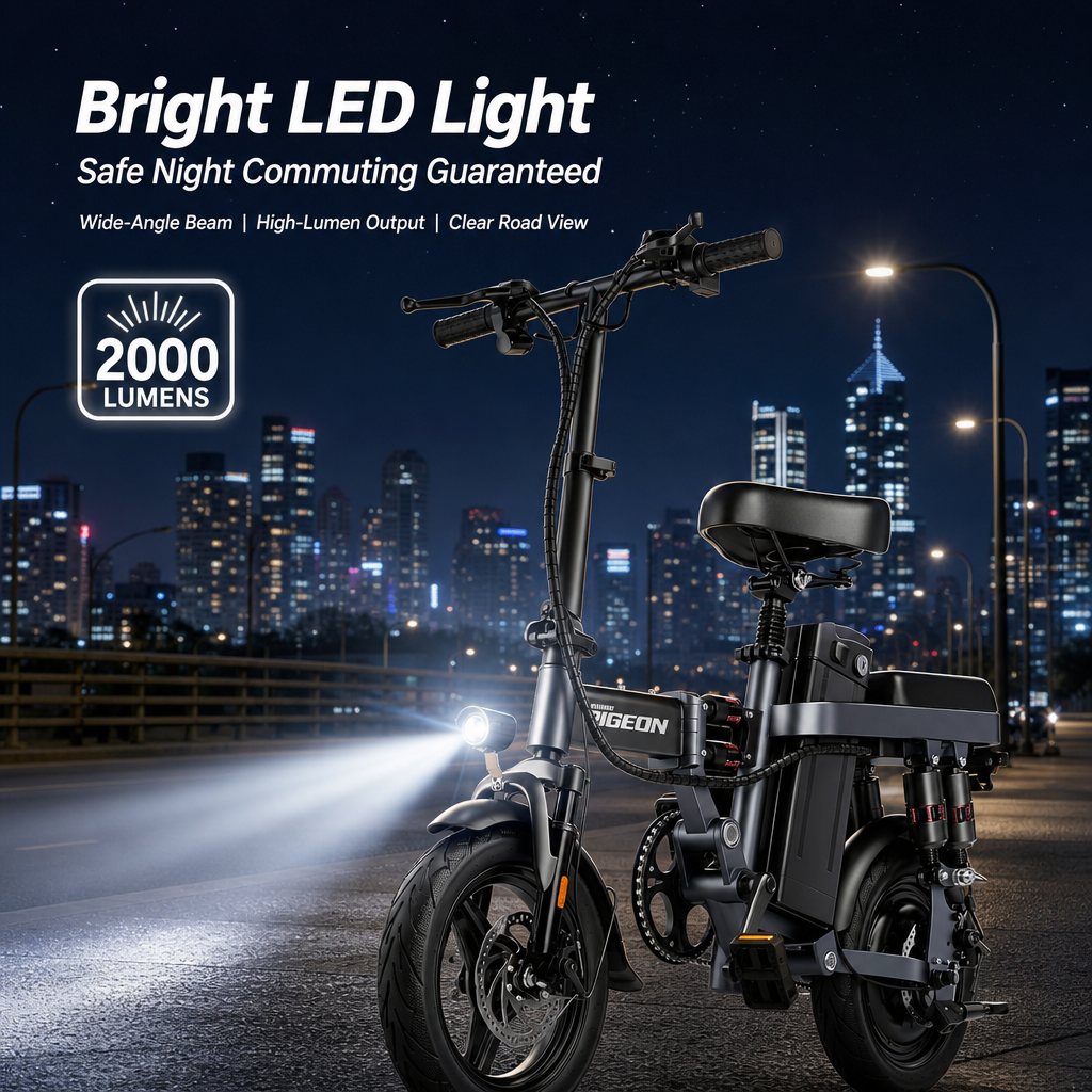 Folding Electric Bike, 14" Portable E-Bike with Dual Suspension & Removable Battery for Urban Commuting