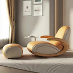 Bentwood Rocking Chair with Ottoman | Ergonomic Leatherette Rocker Lounge Chair for Living Room, Bedroom