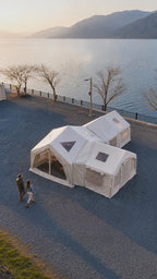 Modular Inflatable Glamping Tent 6‑10 Person, 3‑Room Air Tent with Air Beams, Waterproof UV‑Resistant Large Family Camping Tent with Pump & Carry Bag