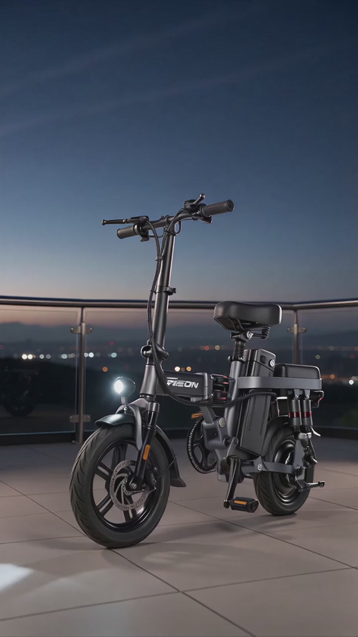 Folding Electric Bike, 14" Portable E-Bike with Dual Suspension & Removable Battery for Urban Commuting