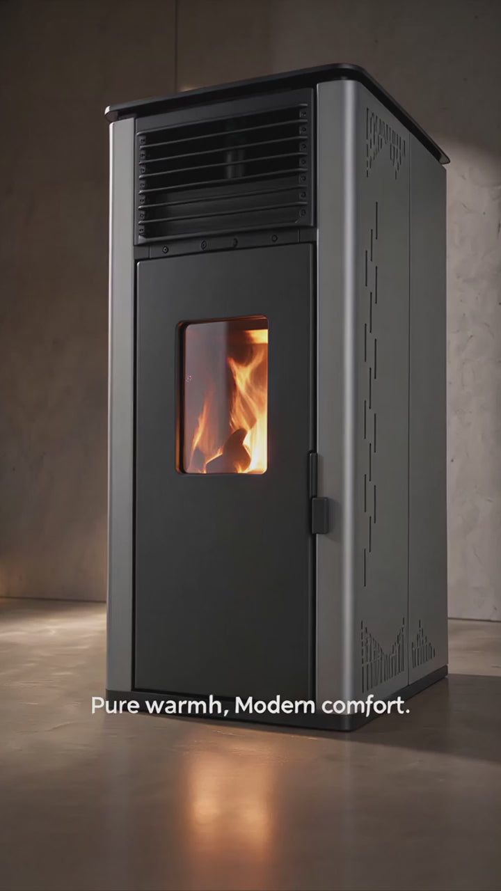 Pansee Smart Biomass Pellet Stove — Energy-Efficient Wood Pellet Heater with Digital Thermostat, App & Remote Control, CE-Certified, 2-Year Warranty