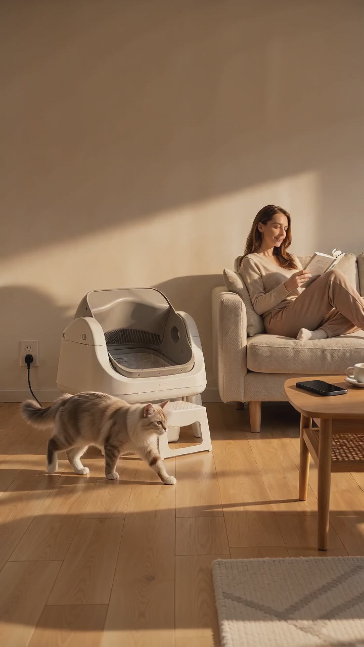 PETPIVOT Smart Automatic Cat Litter Box, Multi-Sensor Safety Protection, Large Space Self-Cleaning Litter Box for Cats